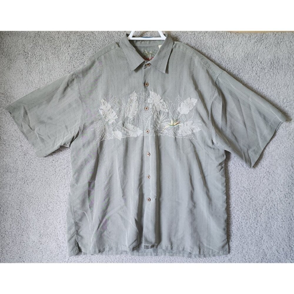 Bamboo Cay Birds of Paradise Embroidered Short Sleeve Hawaiian Shirt Size XL‎
